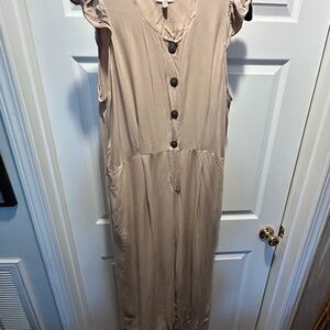 Jumpsuit Taupe Button-Down